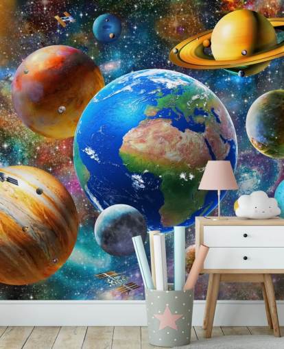 Planeten und Sonne gruppiert Tapete Planeten und Sonne gruppiert Tapete