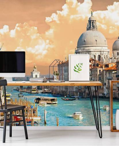 Carta da parati con vista di Venezia sul Canal Grande e sulla Basilica di Santa Maria Carta da parati con vista di Venezia sul Canal Grande e sulla Basilica di Santa Maria