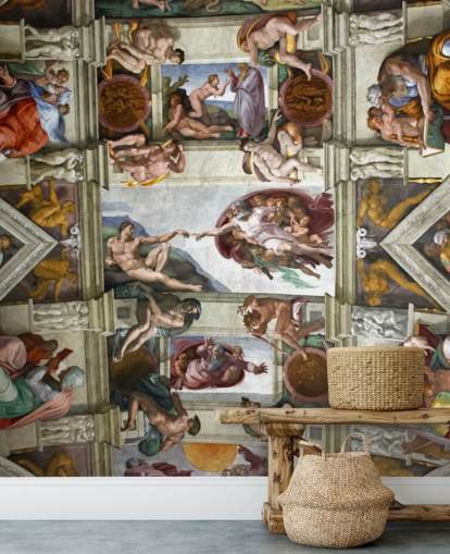 tilpasset kunsttapet veggmaleri kalt Romas sixtinske kapell for soveromstak tilpasset kunsttapet veggmaleri kalt Romas sixtinske kapell for soveromstak