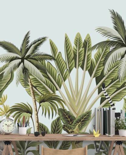 flamingo, ape, lemur og toucan i jungelen tapet flamingo, ape, lemur og toucan i jungelen tapet