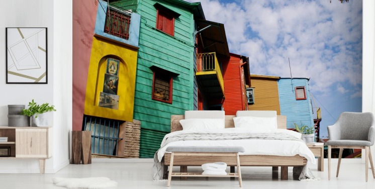 casas pintadas coloridas papel de parede