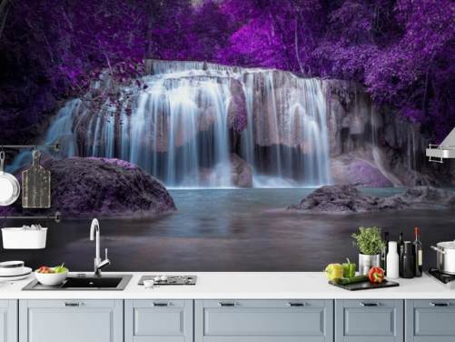 carta da parati cascata foglie viola