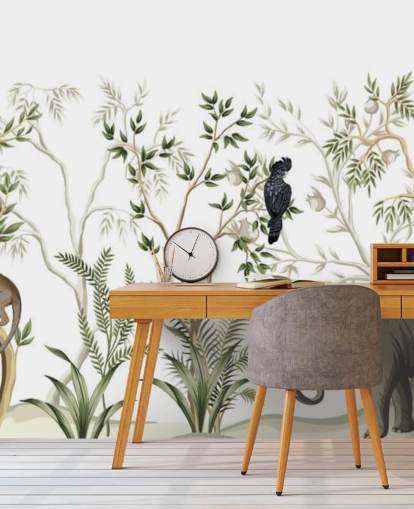 elephant, monkeys and and bird jungle wallpaper elephant, monkeys and and bird jungle wallpaper