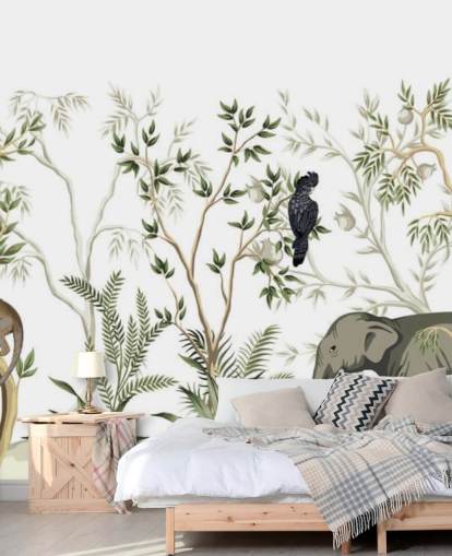 elefant, aber og og fugl jungle tapet elefant, aber og og fugl jungle tapet