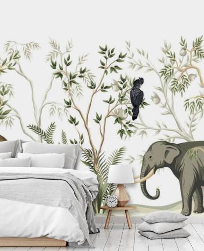 elephant, monkeys and and bird jungle wallpaper elephant, monkeys and and bird jungle wallpaper