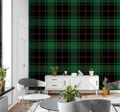 groen en rood tartan behang
