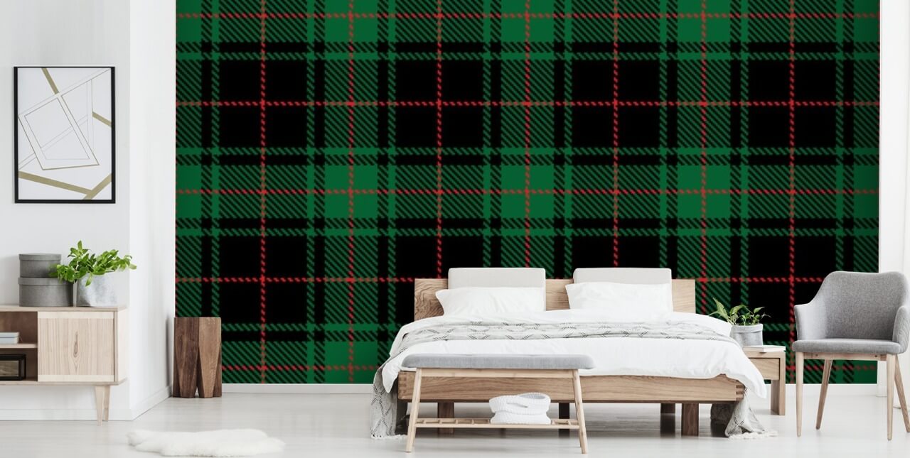 vihreä ja punainen tartan tapetti