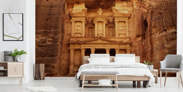Petra Temple Carved into Rock Wall Mural