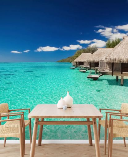 blue tropical beach wallpaper mural called Ocean View Villas for homes, offices and businesses blue tropical beach wallpaper mural called Ocean View Villas for homes, offices and businesses