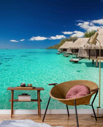 blå tropisk strand tapet vægmaleri kaldet Ocean View Villas til hjem, kontorer og virksomheder blå tropisk strand tapet vægmaleri kaldet Ocean View Villas til hjem, kontorer og virksomheder