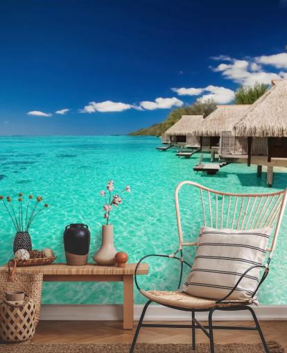 blue tropical beach wallpaper mural called Ocean View Villas for homes, offices and businesses blue tropical beach wallpaper mural called Ocean View Villas for homes, offices and businesses