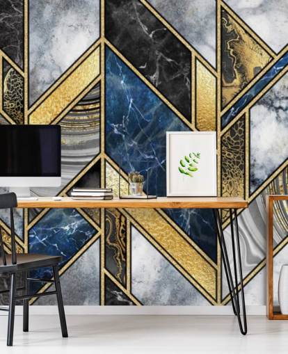 blue, grey and gold art deco wall mural blue, grey and gold art deco wall mural