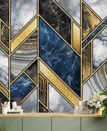blue, grey and gold art deco wall mural blue, grey and gold art deco wall mural