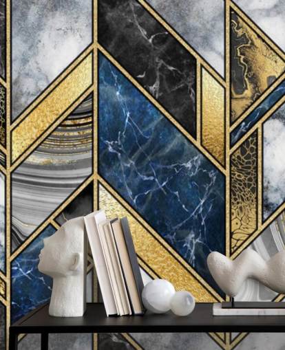 blue, grey and gold art deco wall mural blue, grey and gold art deco wall mural
