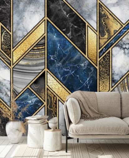 blue, grey and gold art deco wall mural blue, grey and gold art deco wall mural