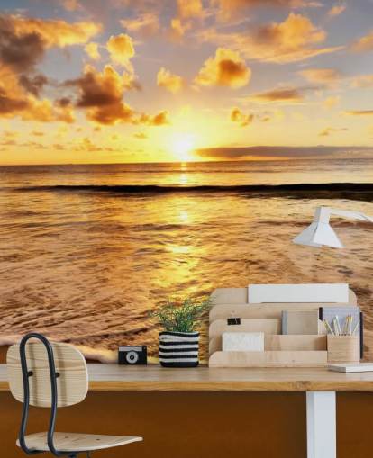 mural de papel pintado de playa llamado Beach Sunset para oficinas, salones y dormitorios mural de papel pintado de playa llamado Beach Sunset para oficinas, salones y dormitorios