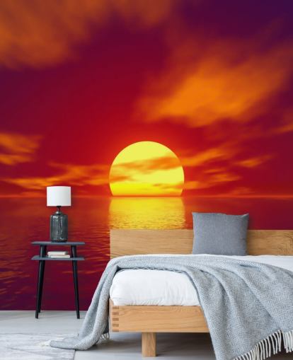 papier peint mural rouge au coucher du soleil appelé Red Sunset pour les salles de bain, les chambres et les salons papier peint mural rouge au coucher du soleil appelé Red Sunset pour les salles de bain, les chambres et les salons