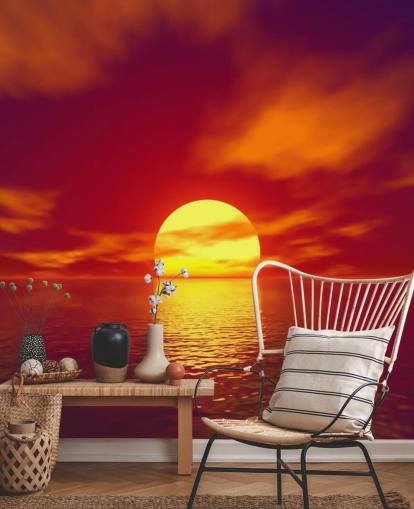 Wandbild mit rotem Sonnenuntergang namens Red Sunset für Badezimmer, Schlafzimmer und Wohnzimmer Wandbild mit rotem Sonnenuntergang namens Red Sunset für Badezimmer, Schlafzimmer und Wohnzimmer