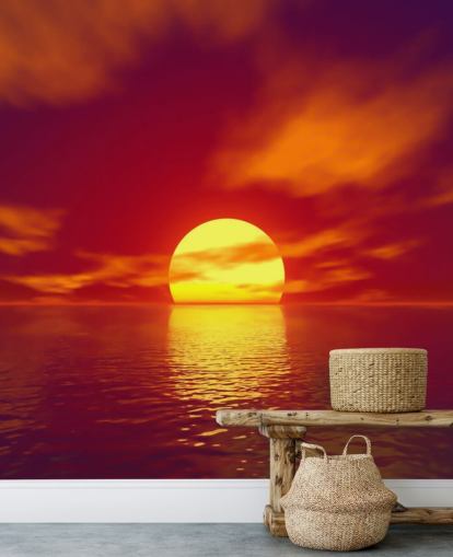 Wandbild mit rotem Sonnenuntergang namens Red Sunset für Badezimmer, Schlafzimmer und Wohnzimmer Wandbild mit rotem Sonnenuntergang namens Red Sunset für Badezimmer, Schlafzimmer und Wohnzimmer