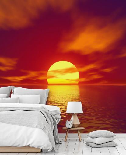 Wandbild mit rotem Sonnenuntergang namens Red Sunset für Badezimmer, Schlafzimmer und Wohnzimmer Wandbild mit rotem Sonnenuntergang namens Red Sunset für Badezimmer, Schlafzimmer und Wohnzimmer