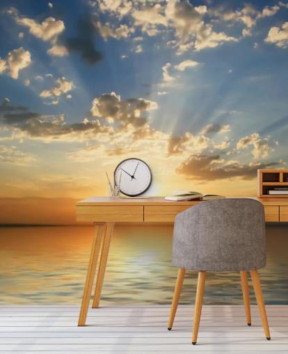 Blue and Orange Sea View Sunset Wallpaper Blue and Orange Sea View Sunset Wallpaper