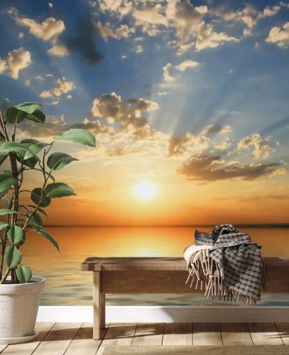 Blue and Orange Sea View Sunset Wallpaper Blue and Orange Sea View Sunset Wallpaper