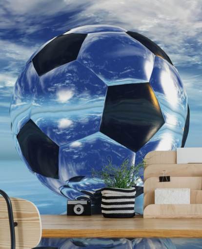 blå barnfotboll tapetväggmålning som heter Aqua Football för barnens sovrum och lekrum blå barnfotboll tapetväggmålning som heter Aqua Football för barnens sovrum och lekrum