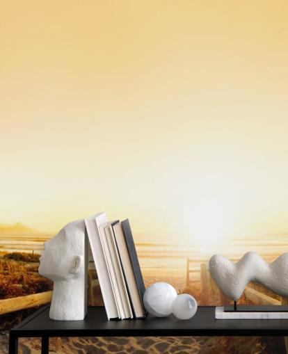 Golden Sunset on Beach Wall Mural Golden Sunset on Beach Wall Mural