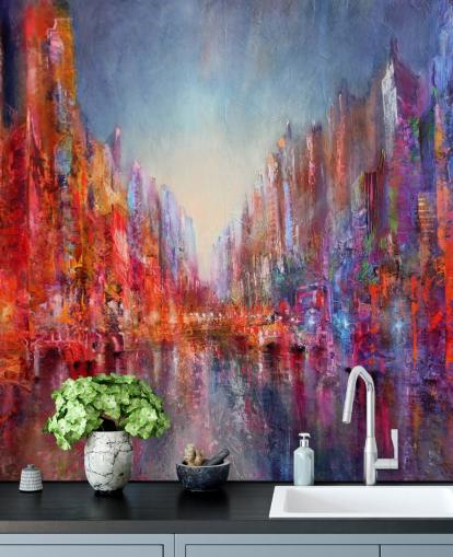 värikäs abstrakti kaupungin tapetti värikäs abstrakti kaupungin tapetti