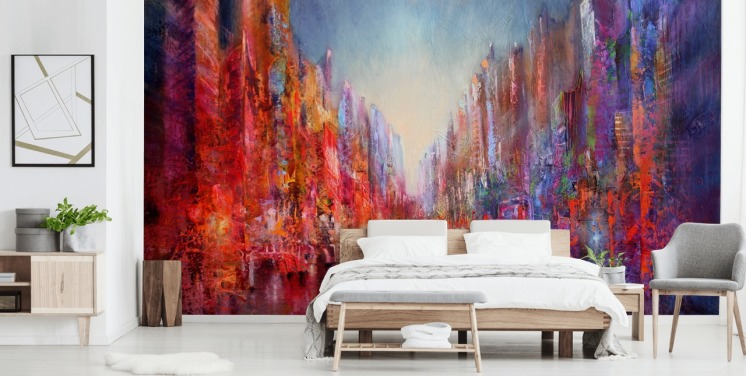 colourful abstract of city wallpaper