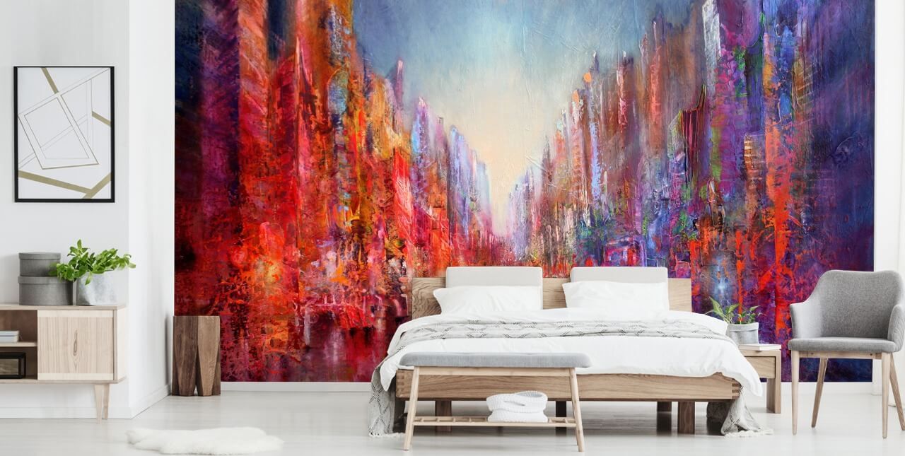 colourful abstract of city wallpaper