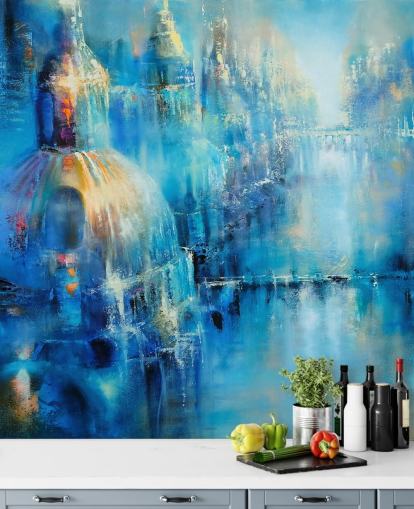 pintura abstrata azul de um papel de parede da cidade pintura abstrata azul de um papel de parede da cidade