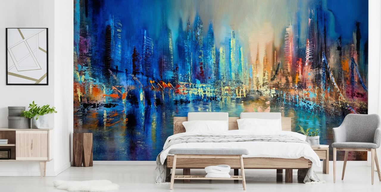 colourful abstract city wallpaper