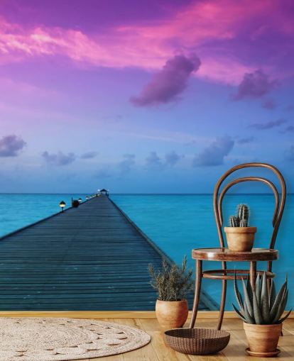 Lilla og rosa Sunset Sky ved stranden Bakgrunn Lilla og rosa Sunset Sky ved stranden Bakgrunn