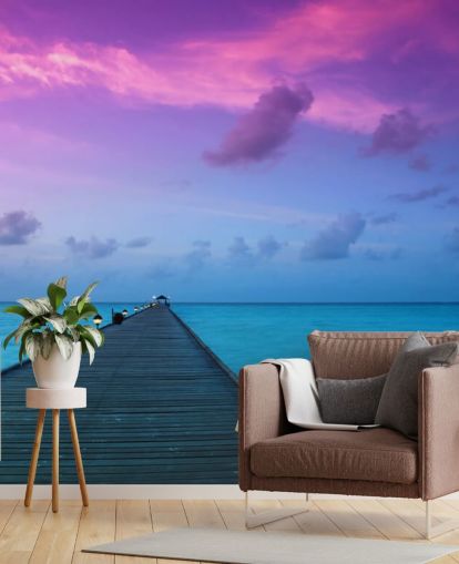 Lilla og rosa Sunset Sky ved stranden Bakgrunn Lilla og rosa Sunset Sky ved stranden Bakgrunn