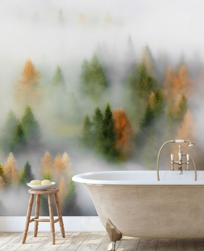 Misty höst skog väggmålning Misty höst skog väggmålning