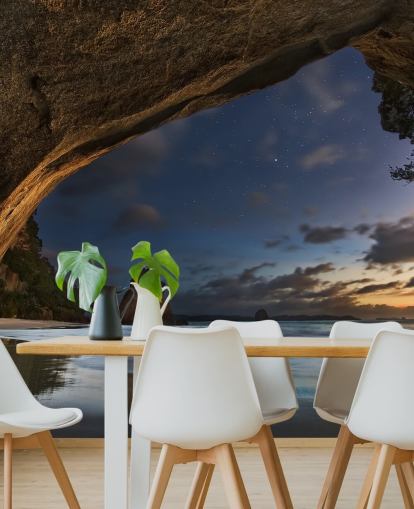 strandscen tapetväggmålning kallad Cathedral Cove för vardagsrum, sovrum och hemmakontor strandscen tapetväggmålning kallad Cathedral Cove för vardagsrum, sovrum och hemmakontor