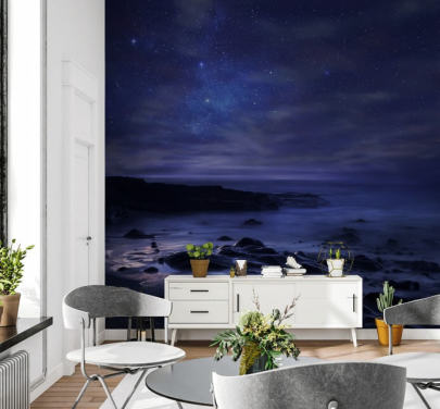 Starry Blue Night Sky Muurschildering