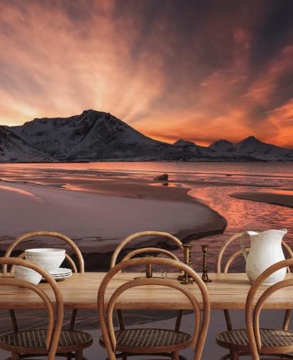 Papel de Parede Rosa Sunset Mountain River Papel de Parede Rosa Sunset Mountain River