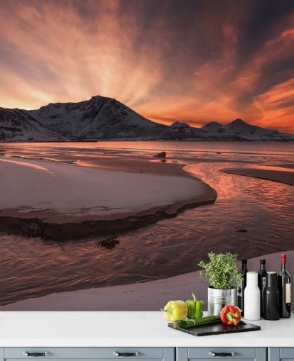 Rosa Sunset Mountain River Bakgrund Rosa Sunset Mountain River Bakgrund