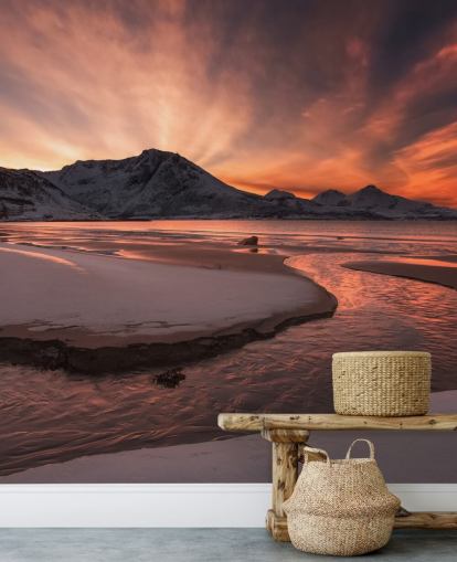 Papel de Parede Rosa Sunset Mountain River Papel de Parede Rosa Sunset Mountain River