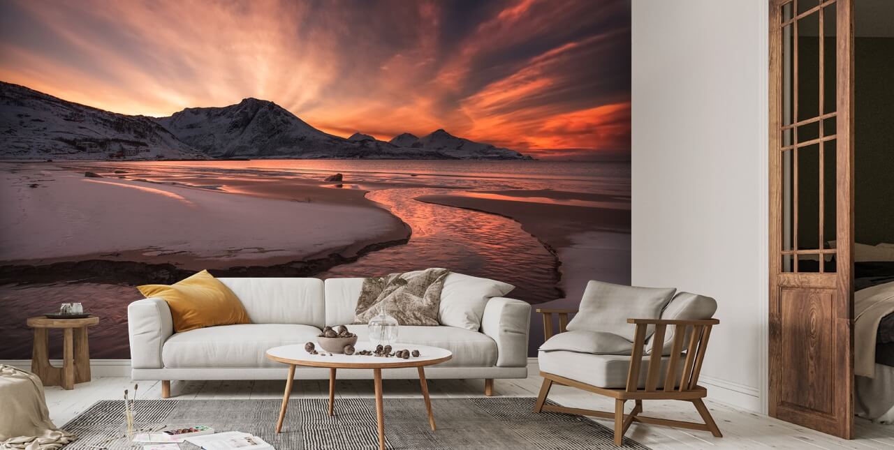 Golden Sunset Wall Mural | Wallsauce UK