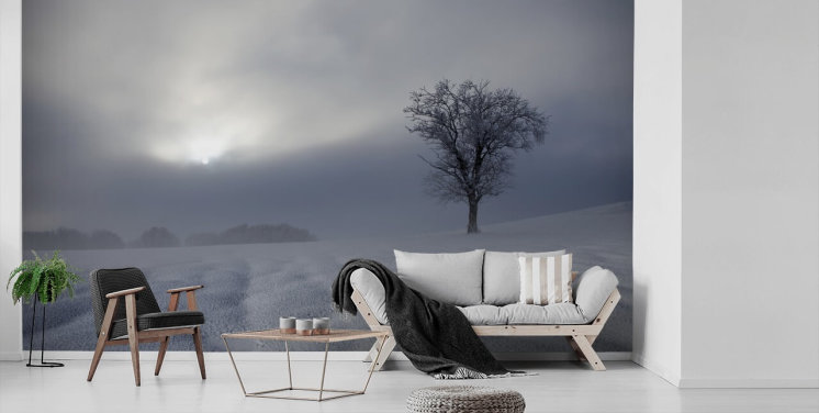 Snowy Winter Hillside Wallpaper