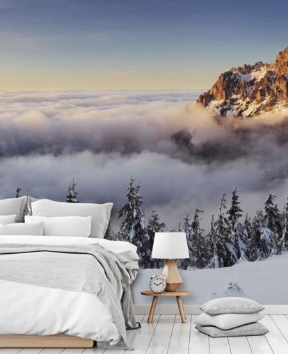 Papier Peint Fresque Montagne Brumeuse Neigeuse Papier Peint Fresque Montagne Brumeuse Neigeuse