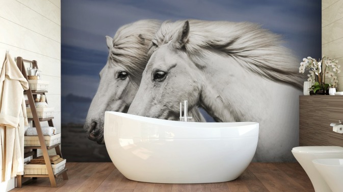 White Horses in Wind Wall Mural
