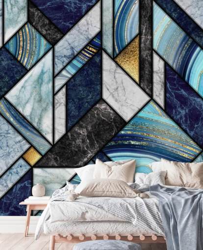 art deco sininen marmori tapetti art deco sininen marmori tapetti