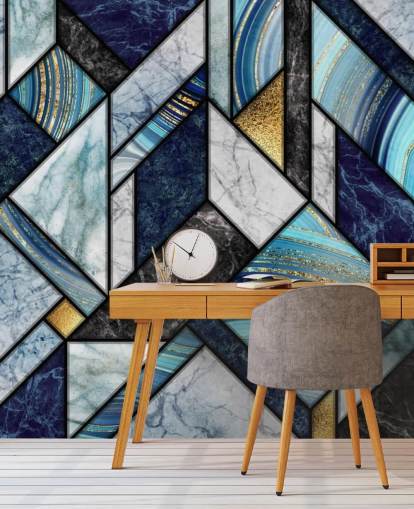 papel de parede de mármore azul art deco papel de parede de mármore azul art deco