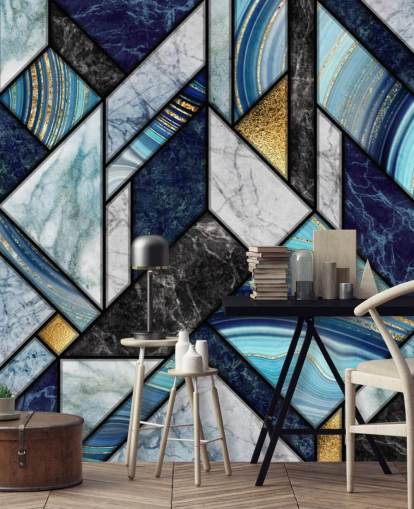 Art Deco blaue Marmortapete Art Deco blaue Marmortapete