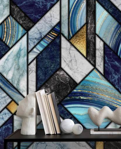 art deco blauw marmeren behang art deco blauw marmeren behang