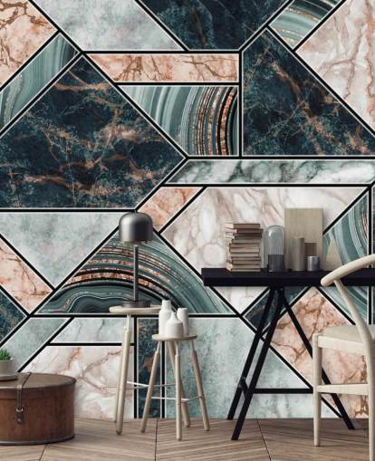 papel de parede de azulejo art deco rosa pálido, cinza e preto papel de parede de azulejo art deco rosa pálido, cinza e preto